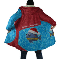 Aruba Christmas Cloak with Santa Fish Aruba Flag Ocean Icons and Red Blue Holiday Pattern Design - Wonder Print Shop