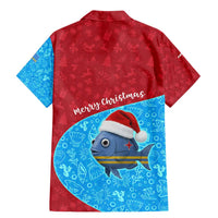 Aruba Christmas Family Matching Mermaid Dress and Hawaiian Shirt with Santa Fish Aruba Flag Ocean Icons and Red Blue Holiday Pattern Design - Wonder Print Shop