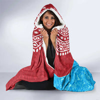 Aruba Christmas Hooded Blanket with Santa Fish Aruba Flag Ocean Icons and Red Blue Holiday Pattern Design - Wonder Print Shop