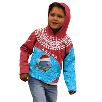 Aruba Christmas Kid Hoodie with Santa Fish Aruba Flag Ocean Icons and Red Blue Holiday Pattern Design - Wonder Print Shop