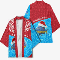 Aruba Christmas Kimono with Santa Fish Aruba Flag Ocean Icons and Red Blue Holiday Pattern Design - Wonder Print Shop