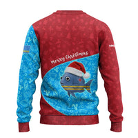 Aruba Christmas Ugly Christmas Sweater with Santa Fish Aruba Flag Ocean Icons and Red Blue Holiday Pattern Design - Wonder Print Shop
