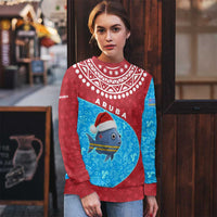 Aruba Christmas Ugly Christmas Sweater with Santa Fish Aruba Flag Ocean Icons and Red Blue Holiday Pattern Design - Wonder Print Shop