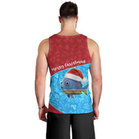 Aruba Christmas Men Tank Top with Santa Fish Aruba Flag Ocean Icons and Red Blue Holiday Pattern Design - Wonder Print Shop