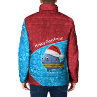 Aruba Christmas Padded Jacket with Santa Fish Aruba Flag Ocean Icons and Red Blue Holiday Pattern Design - Wonder Print Shop