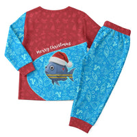 Aruba Christmas Pajama Set with Santa Fish Aruba Flag Ocean Icons and Red Blue Holiday Pattern Design - Wonder Print Shop
