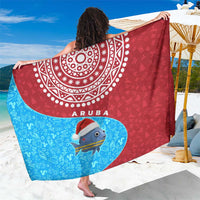 Aruba Christmas Sarong with Santa Fish Aruba Flag Ocean Icons and Red Blue Holiday Pattern Design - Wonder Print Shop