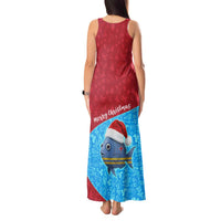 Aruba Christmas Tank Maxi Dress with Santa Fish Aruba Flag Ocean Icons and Red Blue Holiday Pattern Design - Wonder Print Shop