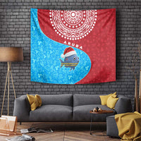 Aruba Christmas Tapestry with Santa Fish Aruba Flag Ocean Icons and Red Blue Holiday Pattern Design - Wonder Print Shop