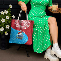 Aruba Christmas Tote Bag with Santa Fish Aruba Flag Ocean Icons and Red Blue Holiday Pattern Design - Wonder Print Shop