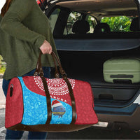 Aruba Christmas Travel Bag with Santa Fish Aruba Flag Ocean Icons and Red Blue Holiday Pattern Design - Wonder Print Shop