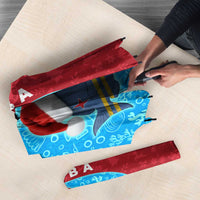 Aruba Christmas Umbrella with Santa Fish Aruba Flag Ocean Icons and Red Blue Holiday Pattern Design - Wonder Print Shop