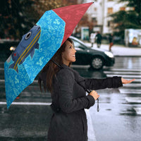 Aruba Christmas Umbrella with Santa Fish Aruba Flag Ocean Icons and Red Blue Holiday Pattern Design - Wonder Print Shop