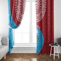 Aruba Christmas Window Curtain with Santa Fish Aruba Flag Ocean Icons and Red Blue Holiday Pattern Design - Wonder Print Shop