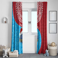 Aruba Christmas Window Curtain with Santa Fish Aruba Flag Ocean Icons and Red Blue Holiday Pattern Design - Wonder Print Shop