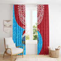 Aruba Christmas Window Curtain with Santa Fish Aruba Flag Ocean Icons and Red Blue Holiday Pattern Design - Wonder Print Shop