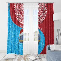 Aruba Christmas Window Curtain with Santa Fish Aruba Flag Ocean Icons and Red Blue Holiday Pattern Design - Wonder Print Shop