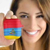 Aruba Christmas AirPods Case with Fish Christmas Tree Aruba Flag and Red Blue Yellow Tropical Pattern Design - Wonder Print Shop