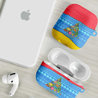 Aruba Christmas AirPods Case with Fish Christmas Tree Aruba Flag and Red Blue Yellow Tropical Pattern Design - Wonder Print Shop
