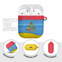Aruba Christmas AirPods Case with Fish Christmas Tree Aruba Flag and Red Blue Yellow Tropical Pattern Design - Wonder Print Shop