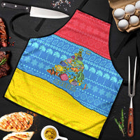 Aruba Christmas Apron with Fish Christmas Tree Aruba Flag and Red Blue Yellow Tropical Pattern Design - Wonder Print Shop