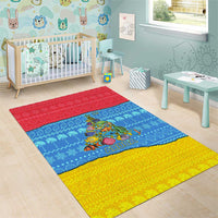 Aruba Christmas Area Rug with Fish Christmas Tree Aruba Flag and Red Blue Yellow Tropical Pattern Design - Wonder Print Shop