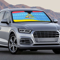 Aruba Christmas Auto Sun Shade with Fish Christmas Tree Aruba Flag and Red Blue Yellow Tropical Pattern Design - Wonder Print Shop