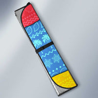 Aruba Christmas Auto Sun Shade with Fish Christmas Tree Aruba Flag and Red Blue Yellow Tropical Pattern Design - Wonder Print Shop
