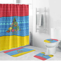 Aruba Christmas Bathroom Set with Fish Christmas Tree Aruba Flag and Red Blue Yellow Tropical Pattern Design - Wonder Print Shop