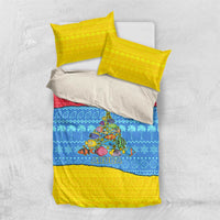 Aruba Christmas Bedding Set with Fish Christmas Tree Aruba Flag and Red Blue Yellow Tropical Pattern Design - Wonder Print Shop
