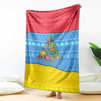 Aruba Christmas Blanket with Fish Christmas Tree Aruba Flag and Red Blue Yellow Tropical Pattern Design - Wonder Print Shop