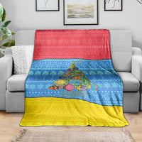 Aruba Christmas Blanket with Fish Christmas Tree Aruba Flag and Red Blue Yellow Tropical Pattern Design - Wonder Print Shop