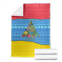 Aruba Christmas Blanket with Fish Christmas Tree Aruba Flag and Red Blue Yellow Tropical Pattern Design - Wonder Print Shop