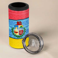 Aruba Christmas 4 in 1 Can Cooler Tumbler with Fish Christmas Tree Aruba Flag and Red Blue Yellow Tropical Pattern Design - Wonder Print Shop