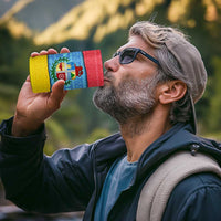 Aruba Christmas 4 in 1 Can Cooler Tumbler with Fish Christmas Tree Aruba Flag and Red Blue Yellow Tropical Pattern Design - Wonder Print Shop