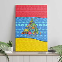 Aruba Christmas Canvas Wall Art with Fish Christmas Tree Aruba Flag and Red Blue Yellow Tropical Pattern Design - Wonder Print Shop