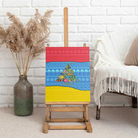 Aruba Christmas Canvas Wall Art with Fish Christmas Tree Aruba Flag and Red Blue Yellow Tropical Pattern Design - Wonder Print Shop