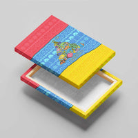 Aruba Christmas Canvas Wall Art with Fish Christmas Tree Aruba Flag and Red Blue Yellow Tropical Pattern Design - Wonder Print Shop