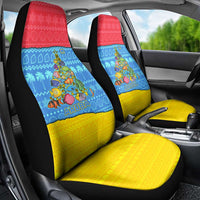 Aruba Christmas Car Seat Cover with Fish Christmas Tree Aruba Flag and Red Blue Yellow Tropical Pattern Design - Wonder Print Shop