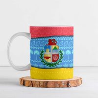 Aruba Christmas Ceramic Mug with Fish Christmas Tree Aruba Flag and Red Blue Yellow Tropical Pattern Design - Wonder Print Shop