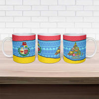 Aruba Christmas Ceramic Mug with Fish Christmas Tree Aruba Flag and Red Blue Yellow Tropical Pattern Design - Wonder Print Shop