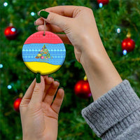 Aruba Christmas Ceramic Ornament with Fish Christmas Tree Aruba Flag and Red Blue Yellow Tropical Pattern Design - Wonder Print Shop