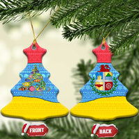 Aruba Christmas Ceramic Ornament with Fish Christmas Tree Aruba Flag and Red Blue Yellow Tropical Pattern Design - Wonder Print Shop