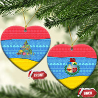 Aruba Christmas Ceramic Ornament with Fish Christmas Tree Aruba Flag and Red Blue Yellow Tropical Pattern Design - Wonder Print Shop