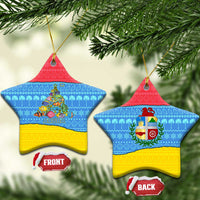 Aruba Christmas Ceramic Ornament with Fish Christmas Tree Aruba Flag and Red Blue Yellow Tropical Pattern Design - Wonder Print Shop