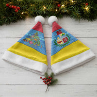 Aruba Christmas Santa Hat with Fish Christmas Tree Aruba Flag and Red Blue Yellow Tropical Pattern Design - Wonder Print Shop
