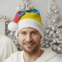 Aruba Christmas Santa Hat with Fish Christmas Tree Aruba Flag and Red Blue Yellow Tropical Pattern Design - Wonder Print Shop