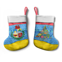 Aruba Christmas Stocking with Fish Christmas Tree Aruba Flag and Red Blue Yellow Tropical Pattern Design - Wonder Print Shop