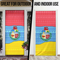 Aruba Christmas Door Cover with Fish Christmas Tree Aruba Flag and Red Blue Yellow Tropical Pattern Design - Wonder Print Shop