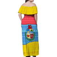 Aruba Christmas Family Matching Off Shoulder Maxi Dress and Hawaiian Shirt with Fish Christmas Tree Aruba Flag and Red Blue Yellow Tropical Pattern Design - Wonder Print Shop